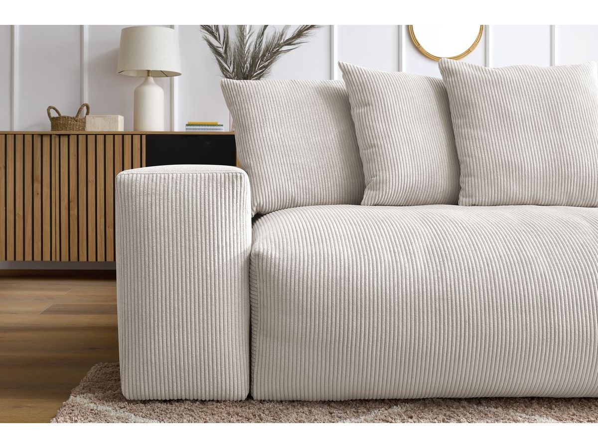 Bobochic Voltaire Schlafsofa 3-Sitzer mit Bettkasten Cordsamt Beige
