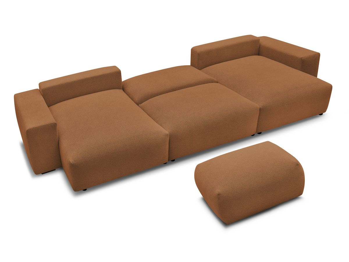 Bobochic Voltaire Wohnlandschaft mit Pouf 420 × 174 cm, Liegefläche 135 × 345 cm Melange-Stoff Orange