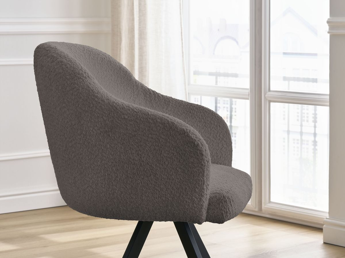Bobochic Sophie Esszimmerstuhl mit Sternfuß Bouclé-Stoff Braun