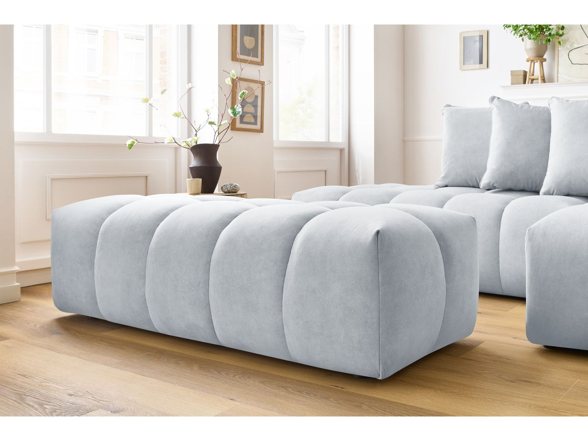 Bobochic Mont-blanc Ecksofa mit Pouf Samt Hellgrau Ecke rechts