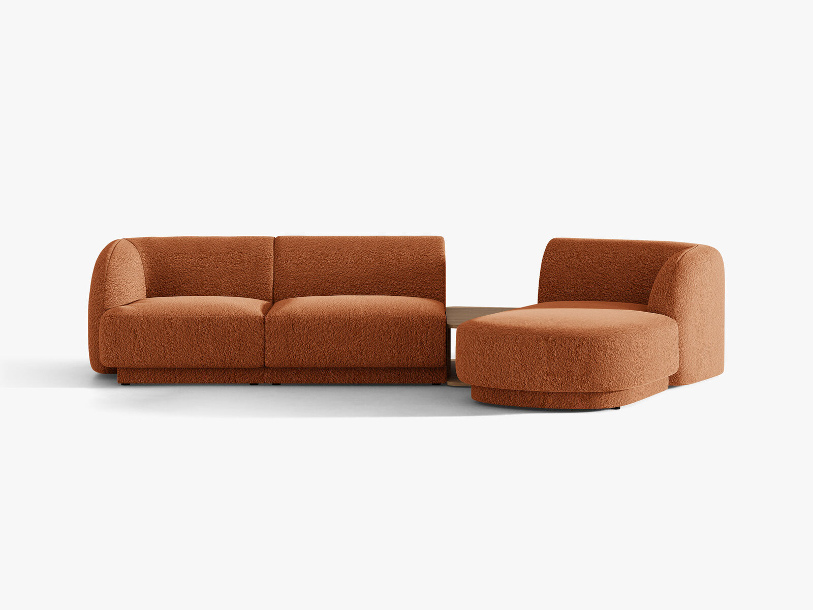 Micadoni Modulares Sofa Miley mit Recamiere 3-Sitzer Rechts Boucle Baloo Terrakotta
