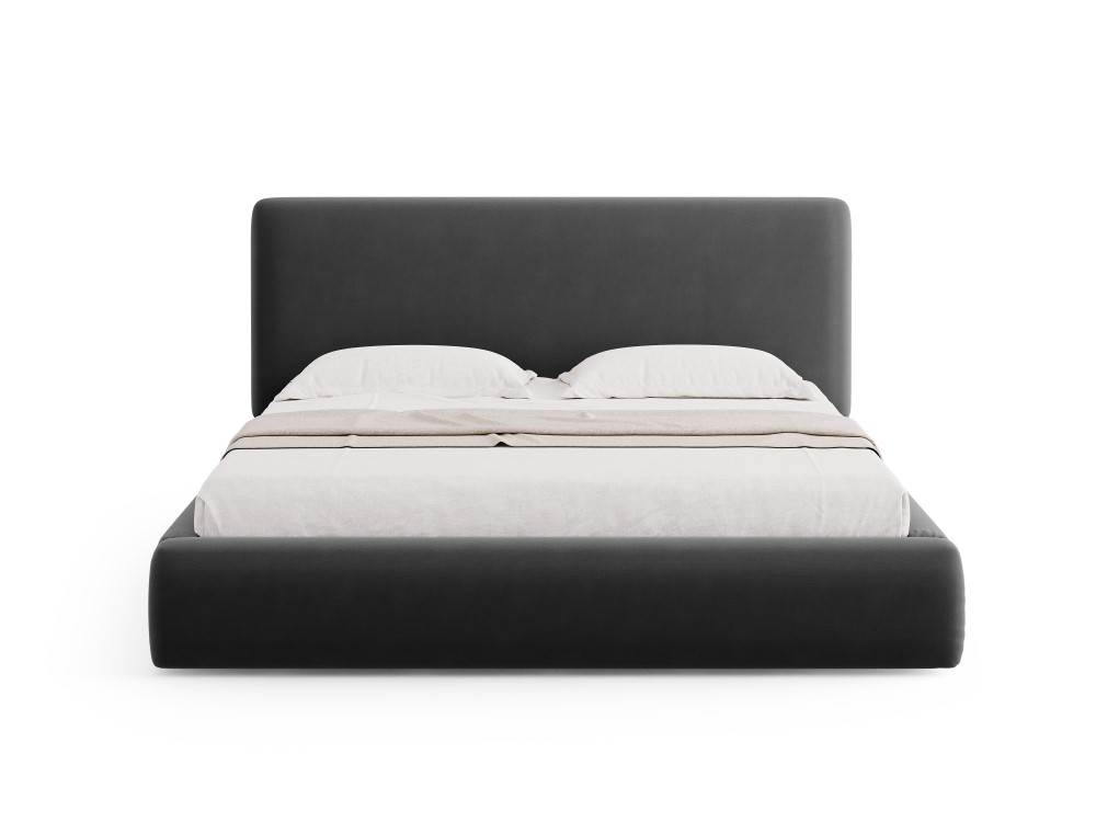 Cosmopolitan Design Stauraumbett mit Kopfteil Colonel 180x200 Samt Riviera Dunkelgrau Melange