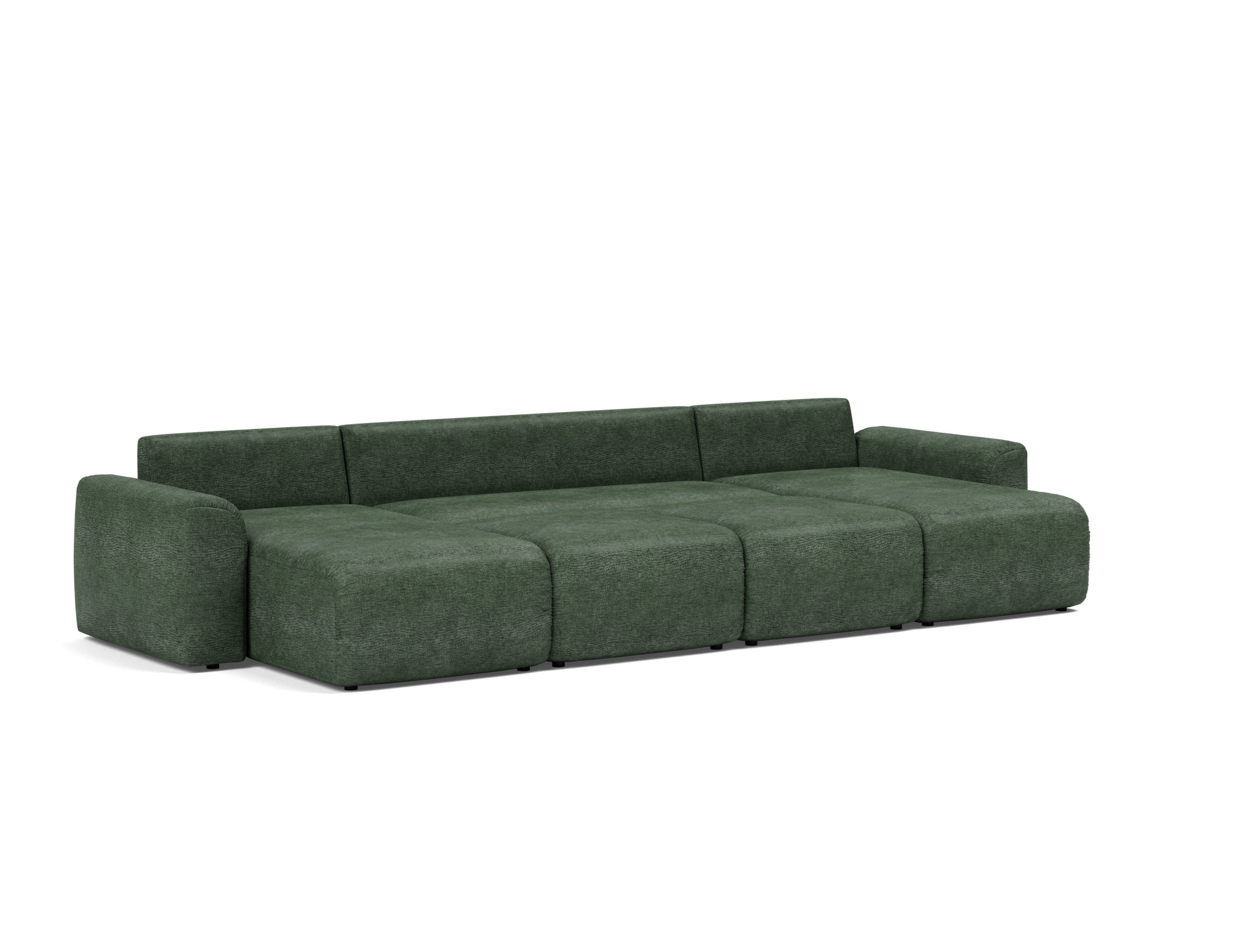 Schlafsofa Norum U-Form mit Chunky-Armlehnen Flachgewebe Avella 281-Pine-Green