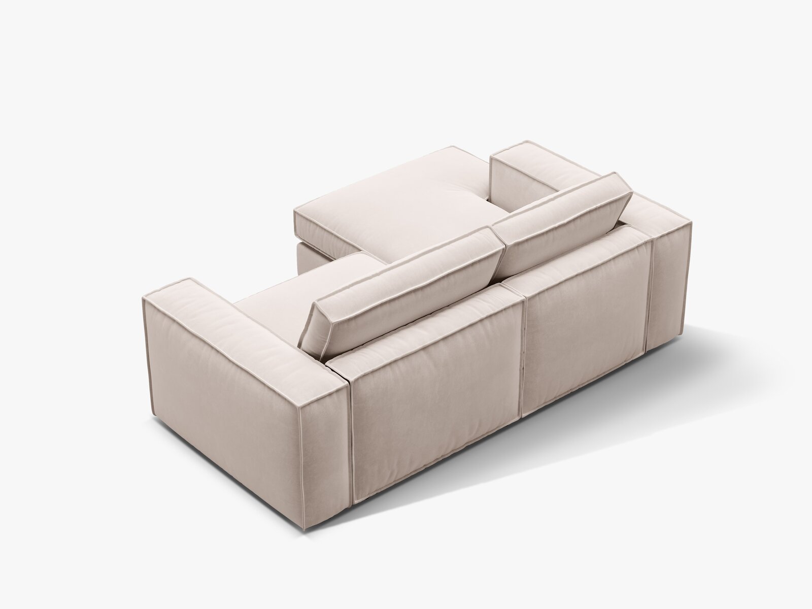 Micadoni modulares Ecksofa Pola 2-Sitzer kleine Version Links Samt Salvador Beige