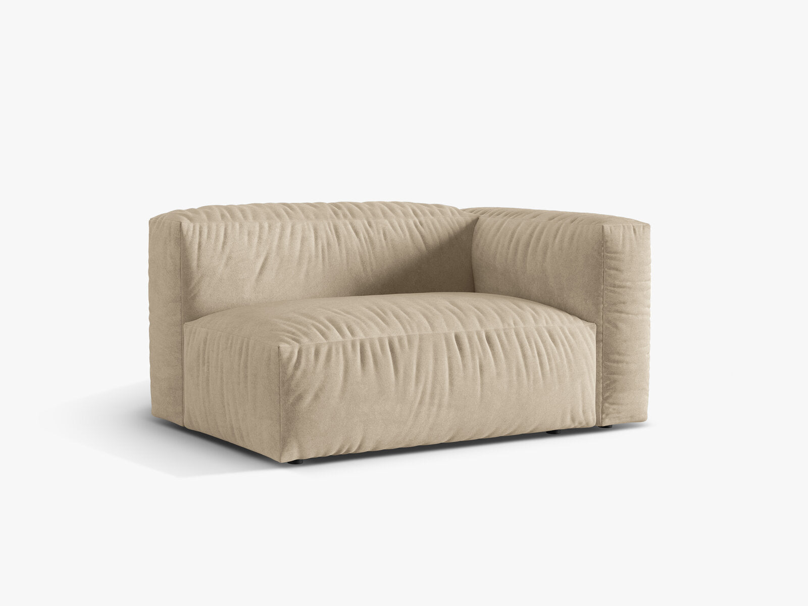 Micadoni Eckmodul Martina 1-Sitzer Groß Rechts Samt Vogue Helles Beige