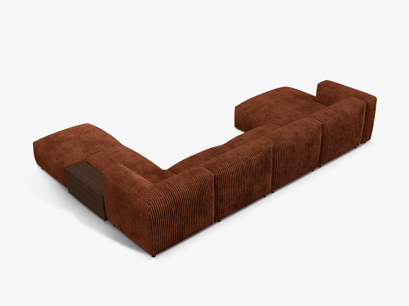 Micadoni Panorama-Ecksofa Martina 5-Sitzer Rechts Kord Ziegel