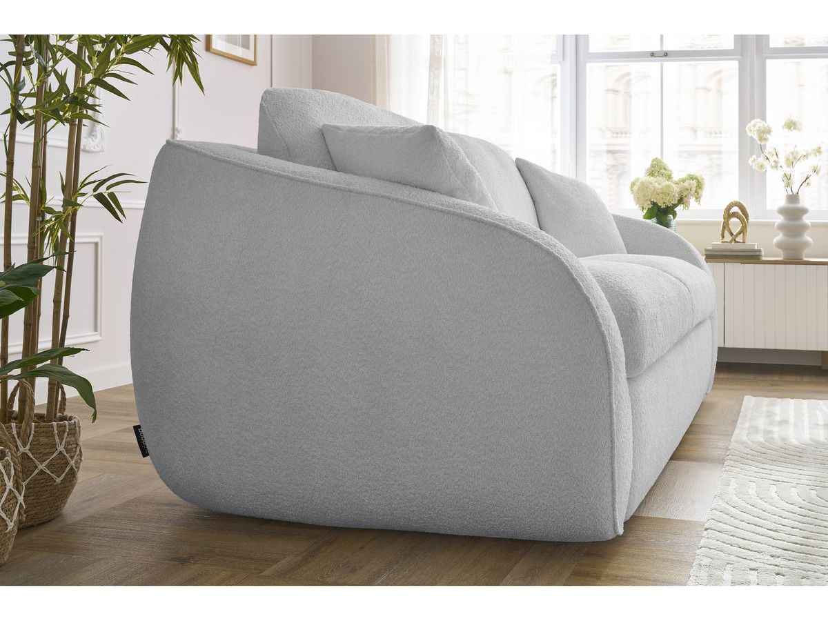Bobochic Cezanne Schlafsofa 3-Sitzer Bouclé-Stoff Hellgrau, Liegefläche 160 × 194 cm