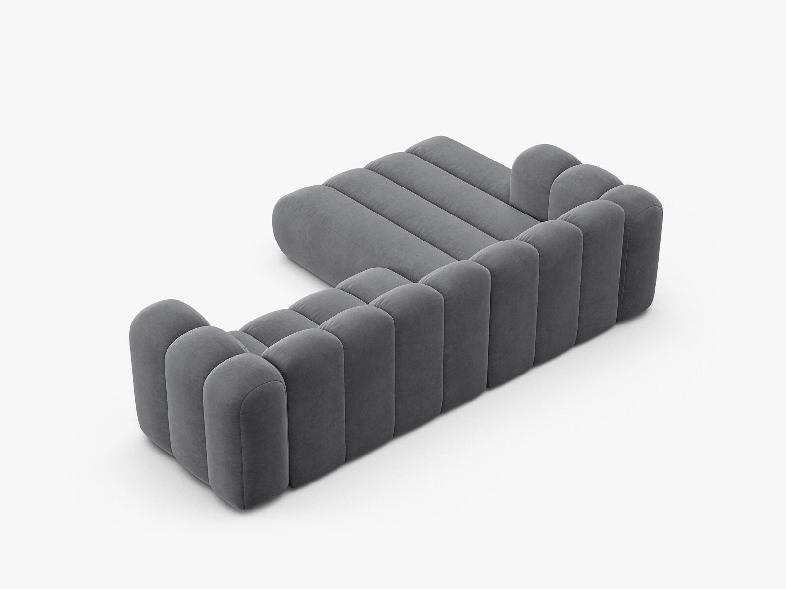 Micadoni Modulares Ecksofa Lupine 4-Sitzer mittelgroß Links Samt Salvador Grau