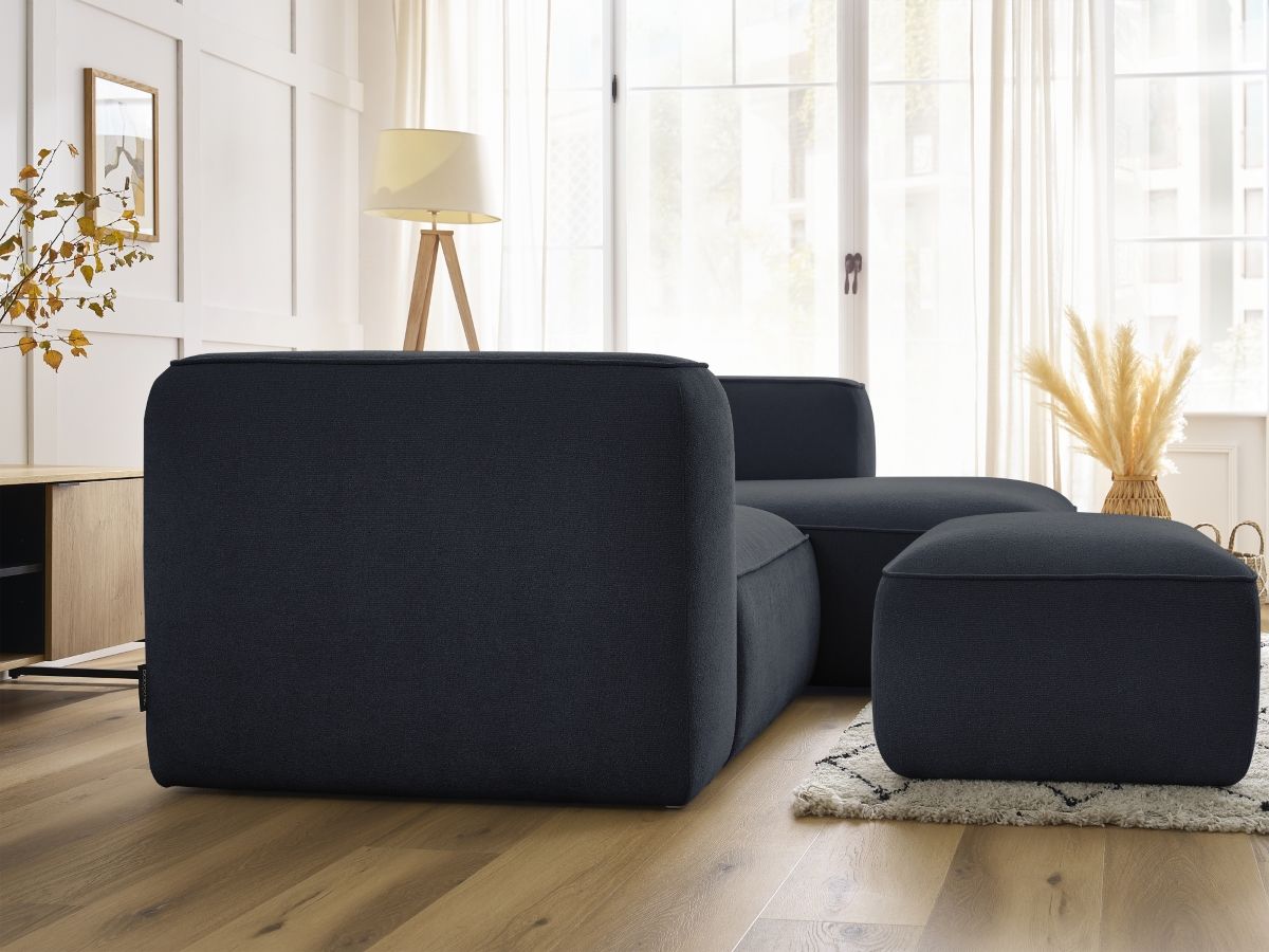 Bobochic Zephyr Ecksofa mit Pouf 260 × 165 cm Strukturstoff Dunkelblau Ecke rechts