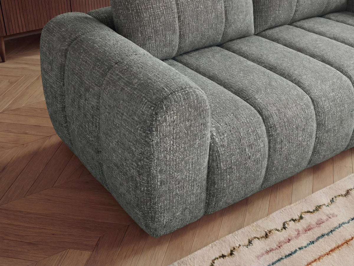 Bobochic Nesty Ecksofa in L-Form, 256 cm, mit Pouf Melange-Stoff Dunkelgrau Ecke rechts