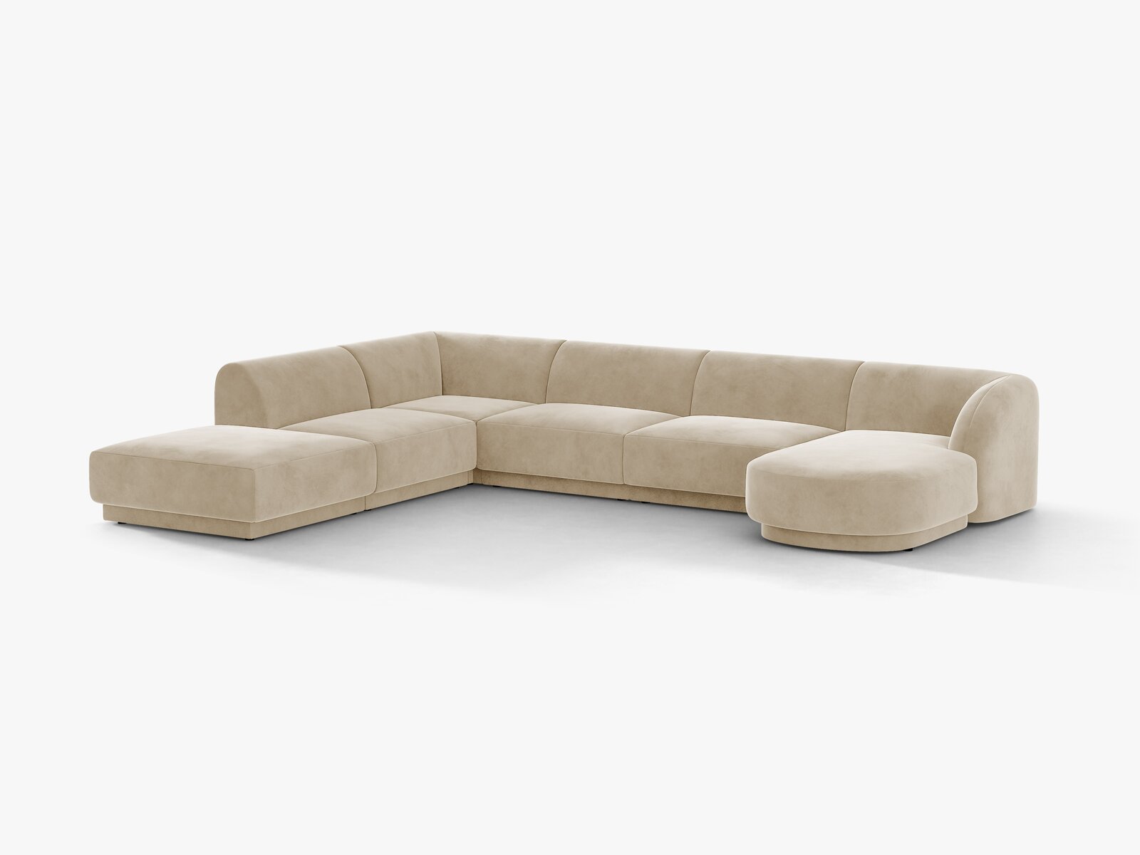 Micadoni Panorama-Ecksofa Miley 6-Sitzer Samt Venus Beige Links