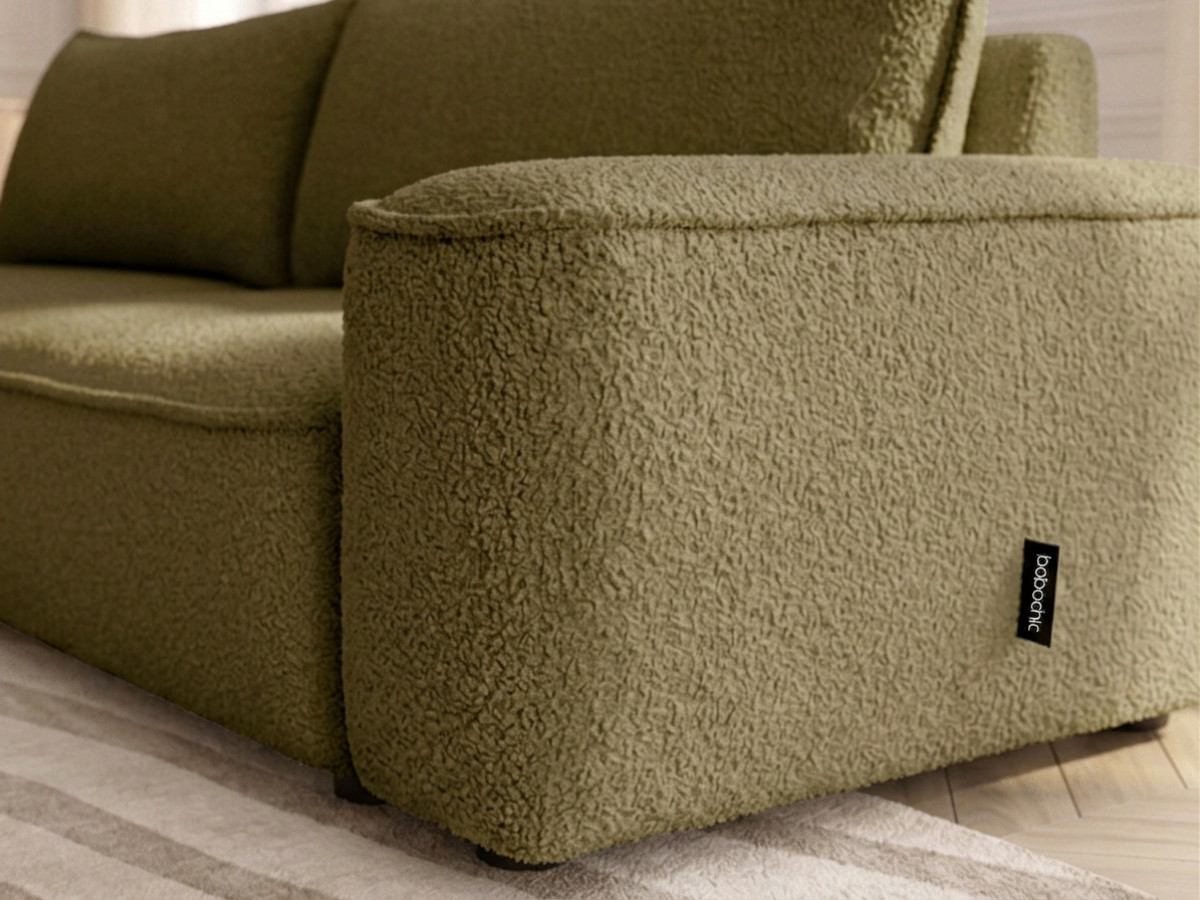 Bobochic Honore Schlafsofa 3-Sitzer mit Bettkasten Chenille Grün