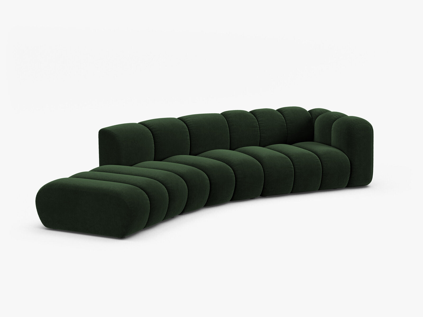 Micadoni Modulares Sofa Lupine 5-Sitzer Samt Venus Flaschengrün Links