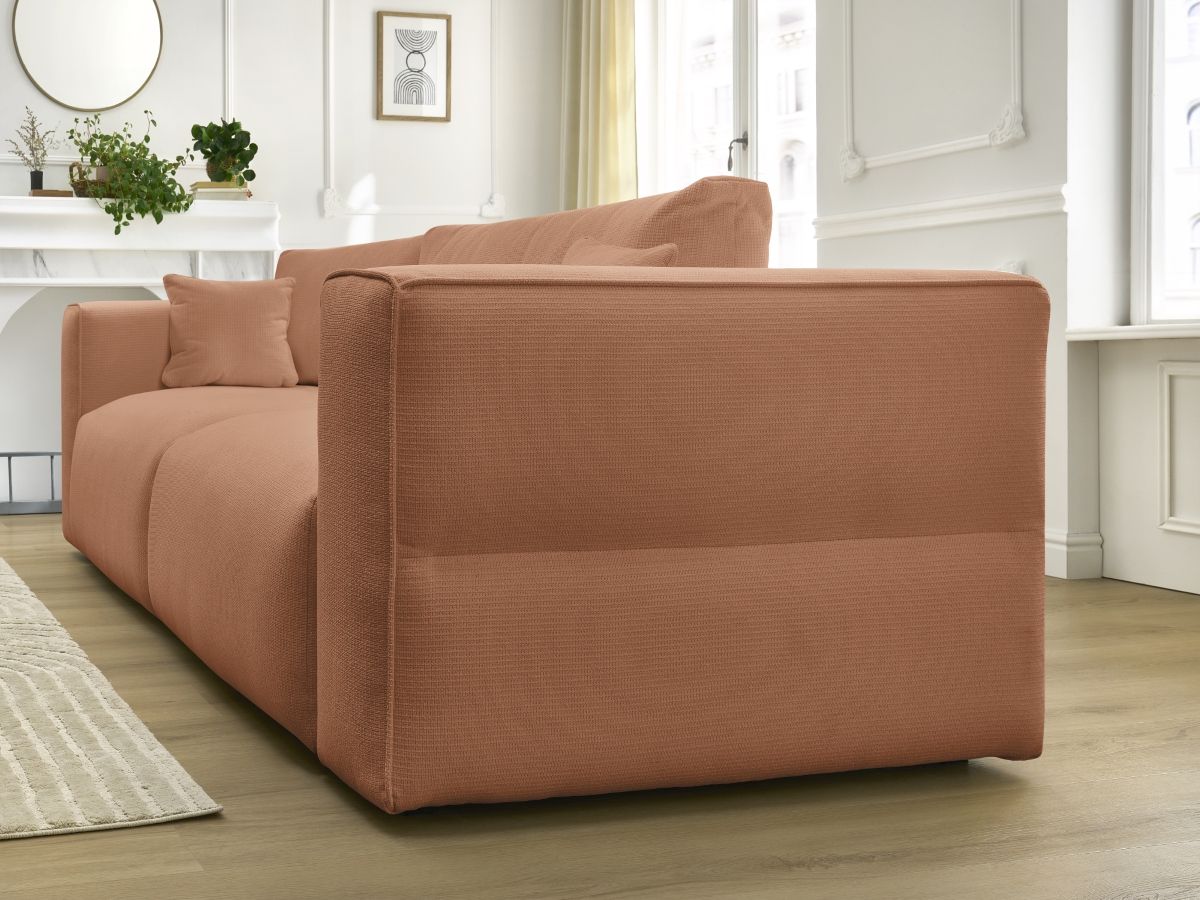 Bobochic Ezechiel Schlafsofa 3-Sitzer mit Bettkasten Melange-Stoff Orange