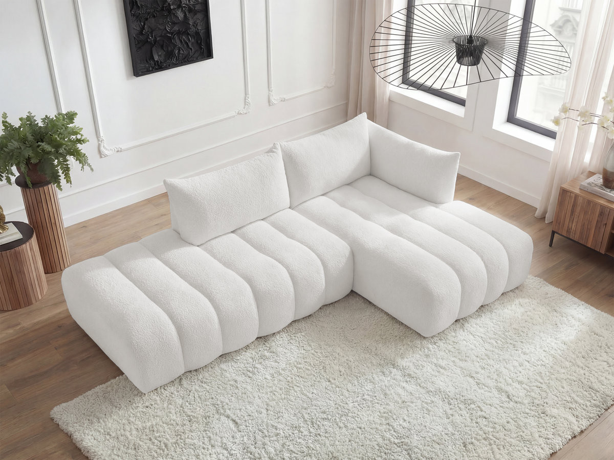 Bobochic Azra Ecksofa 319 × 178 cm Bouclé-Stoff Weiß Ecke rechts