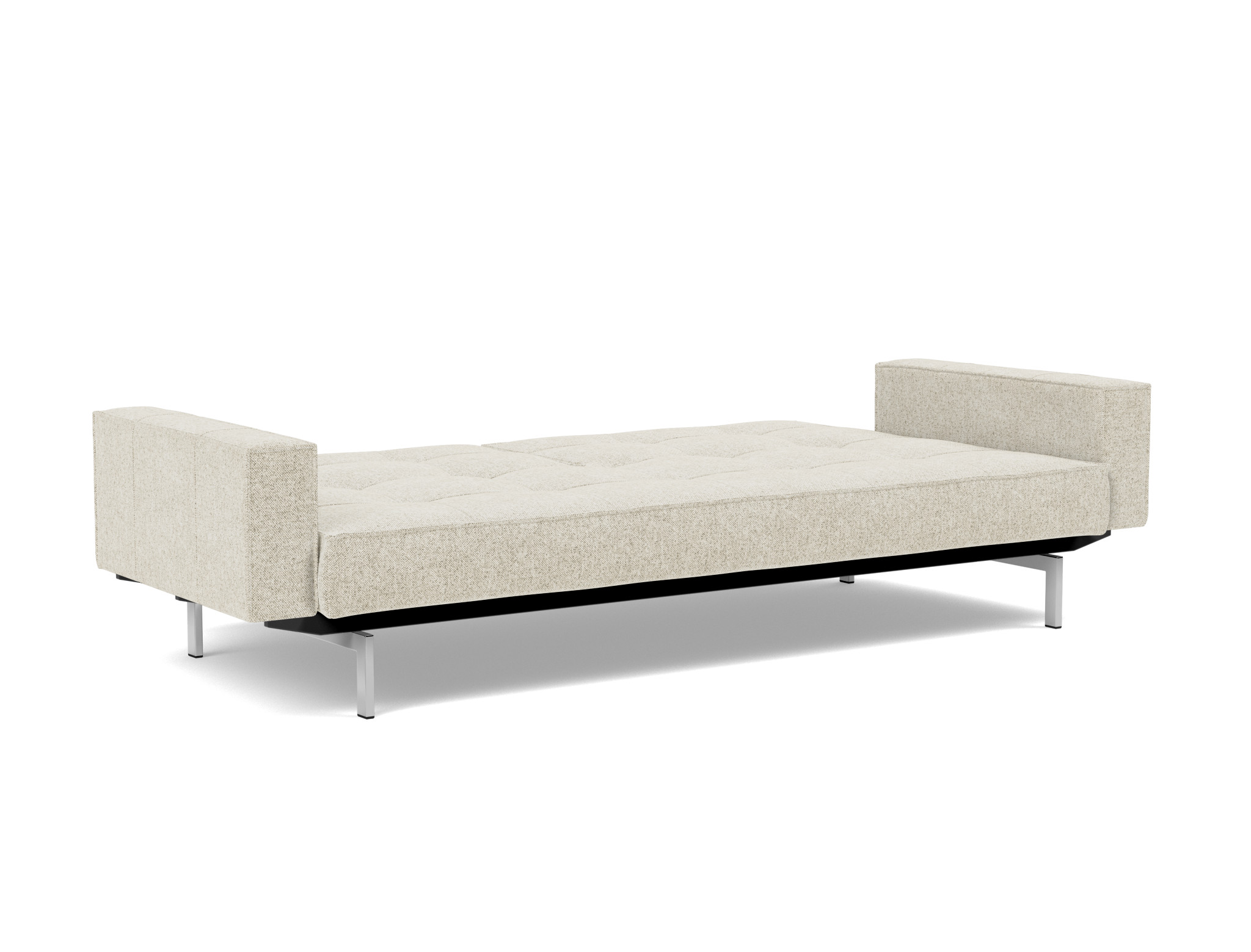 Schlafsofa Splitback mit Armlehnen Strukturierter Stoff Taura 357-Off-White Beine Chrom