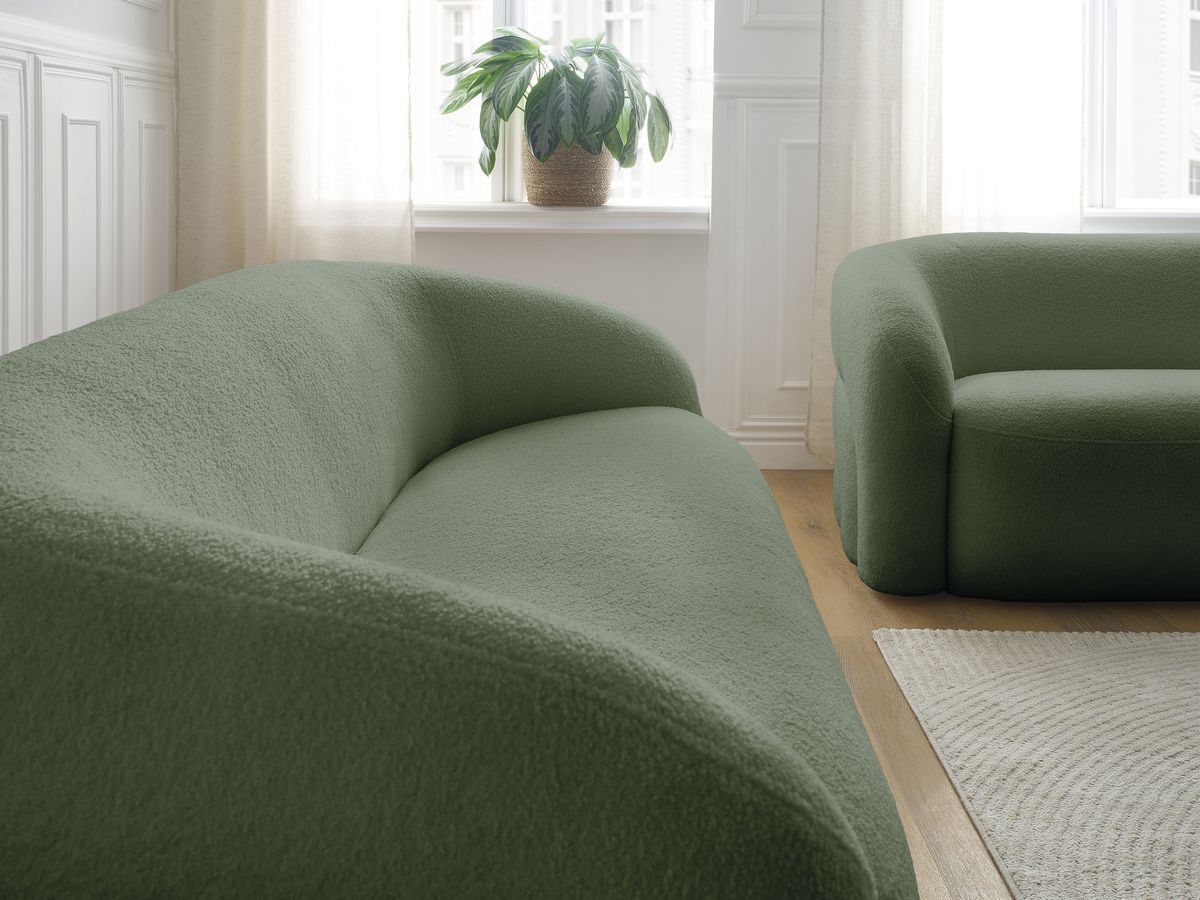 Bobochic Elina Sofa 5-Sitzer Bouclé-Stoff Grün