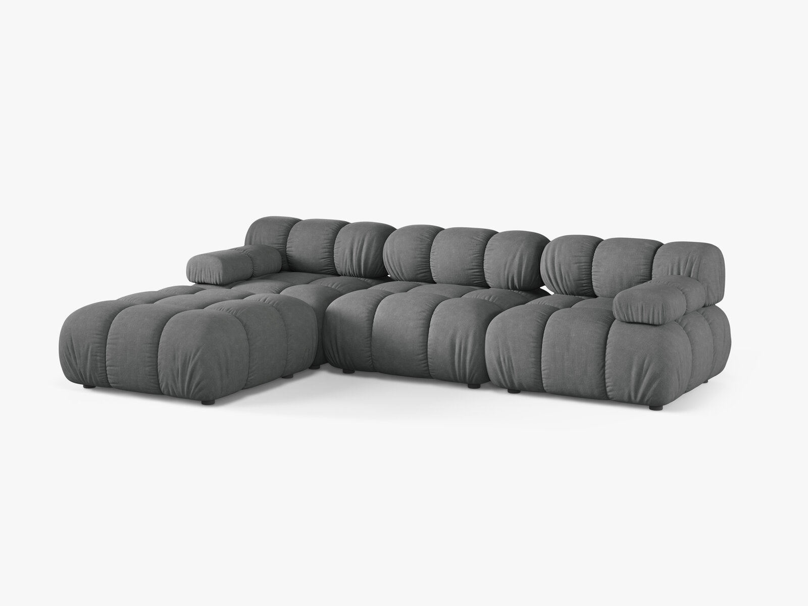 Micadoni Modulares Sofa Bellis 4-Sitzer mit flachem Modul Strukturierter Stoff Liberty Grau