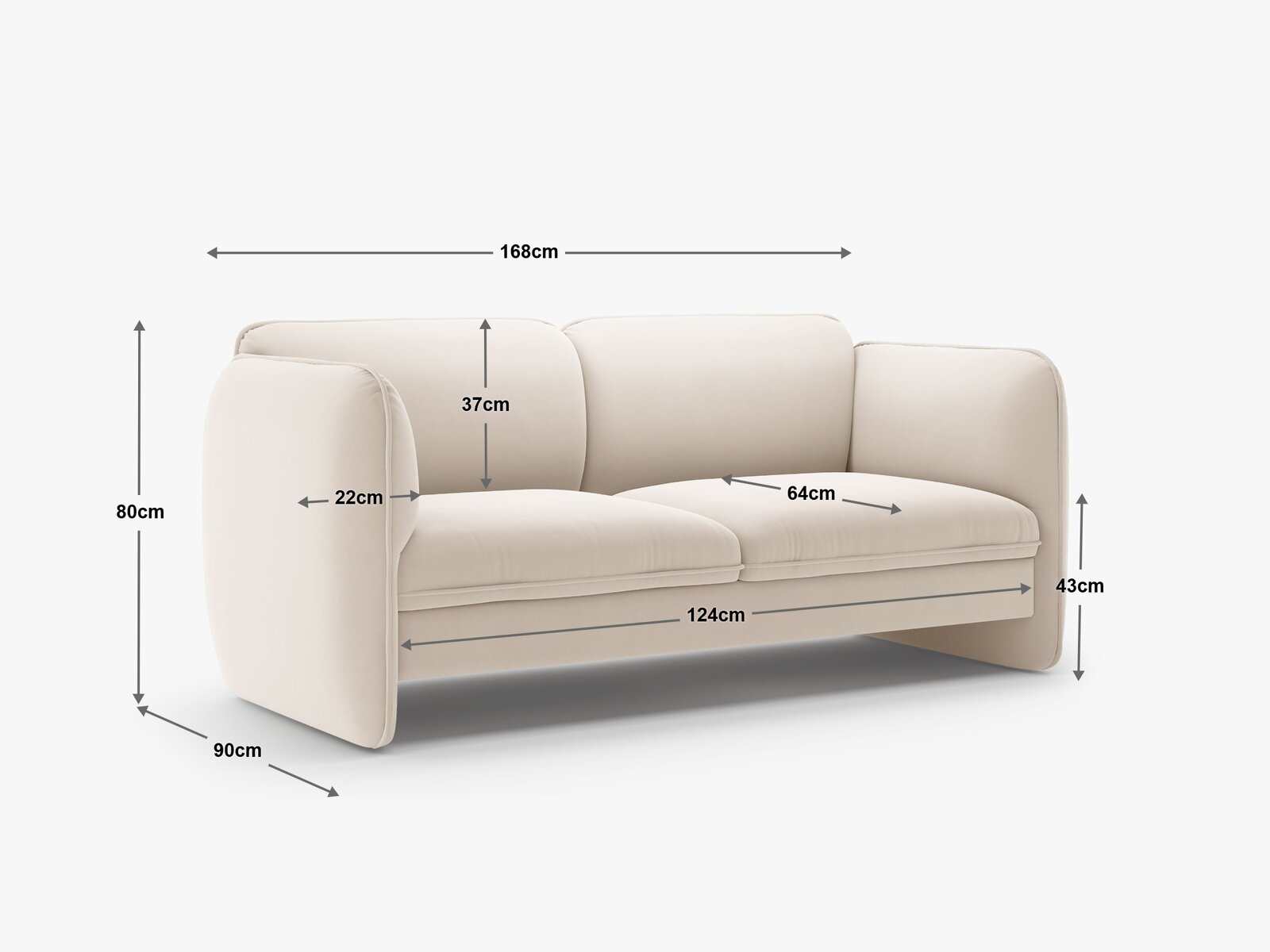 Micadoni Georgia Sofa 2-Sitzer Samt Magic Velvet Kobalt