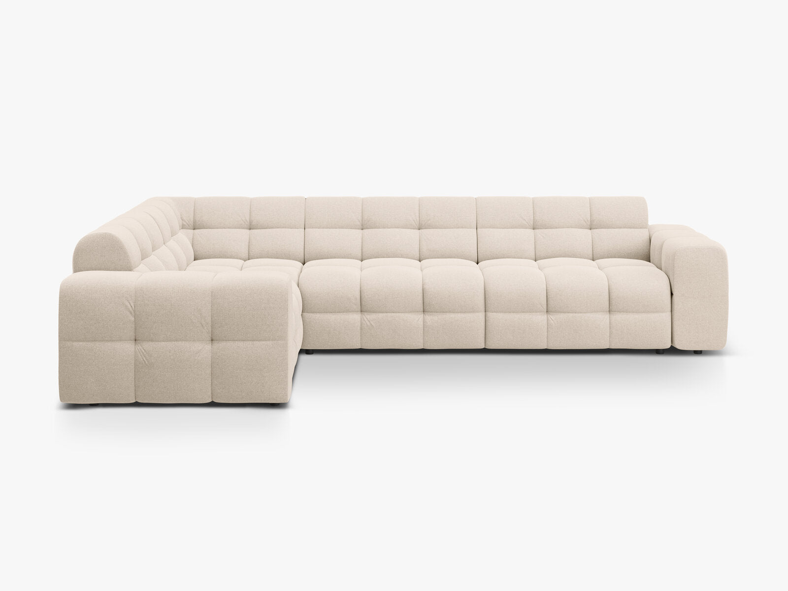 Micadoni Ecksofa Kendal 6-Sitzer Links Strukturierter Stoff Beige