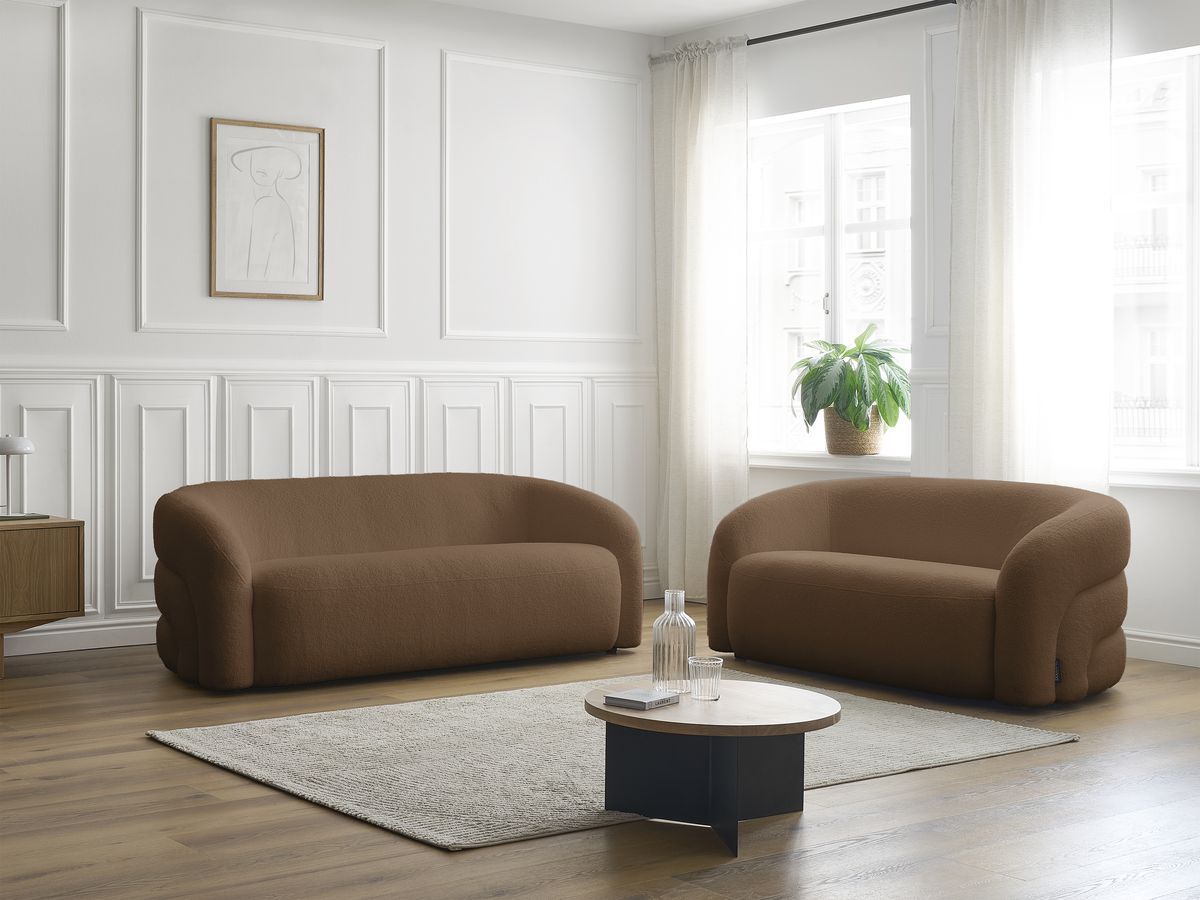 Bobochic Elina Sofa 5-Sitzer Bouclé-Stoff Braun