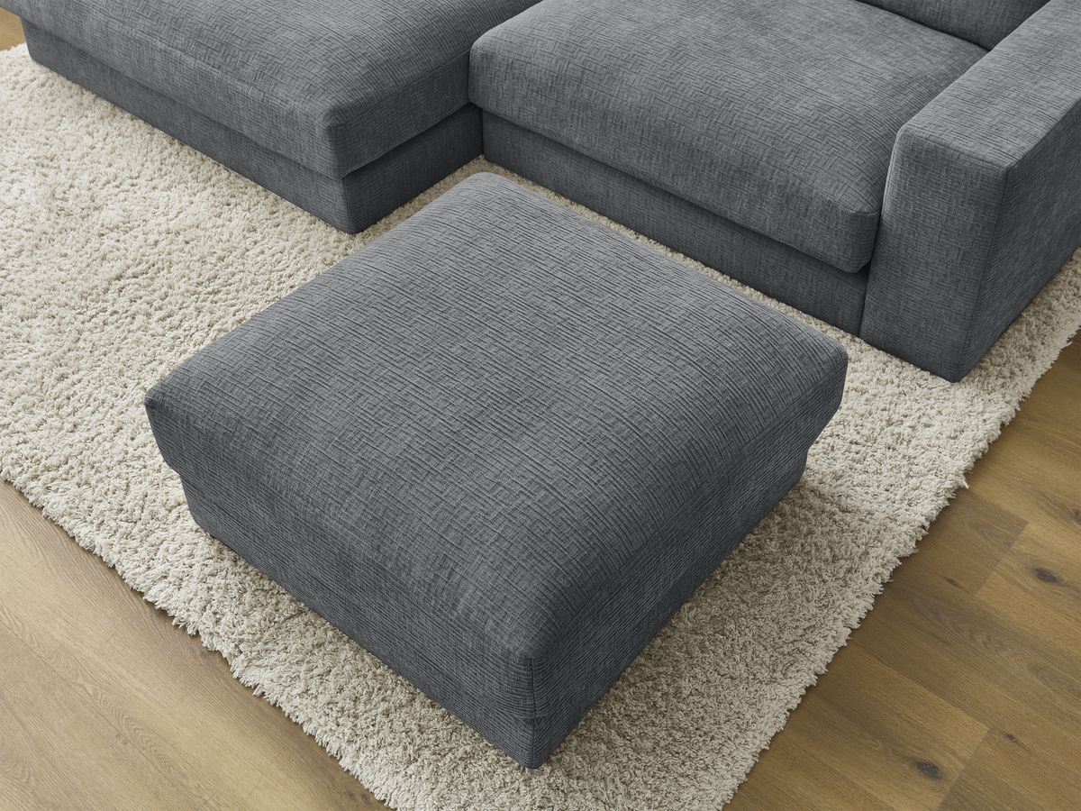 Bobochic Leonard Ecksofa mit Pouf 274 × 159 cm Strukturstoff Dunkelgrau Ecke links