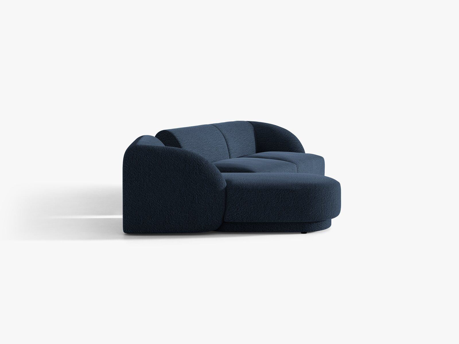 Micadoni Modulares Sofa Miley mit Recamiere 3-Sitzer Links Boucle Baloo Dunkelblau