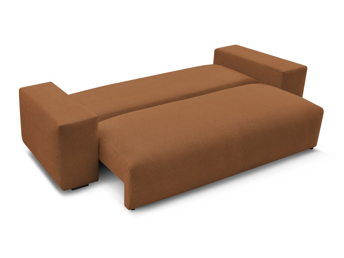 Bobochic Voltaire Schlafsofa 3-Sitzer mit Bettkasten Melange-Stoff Orange