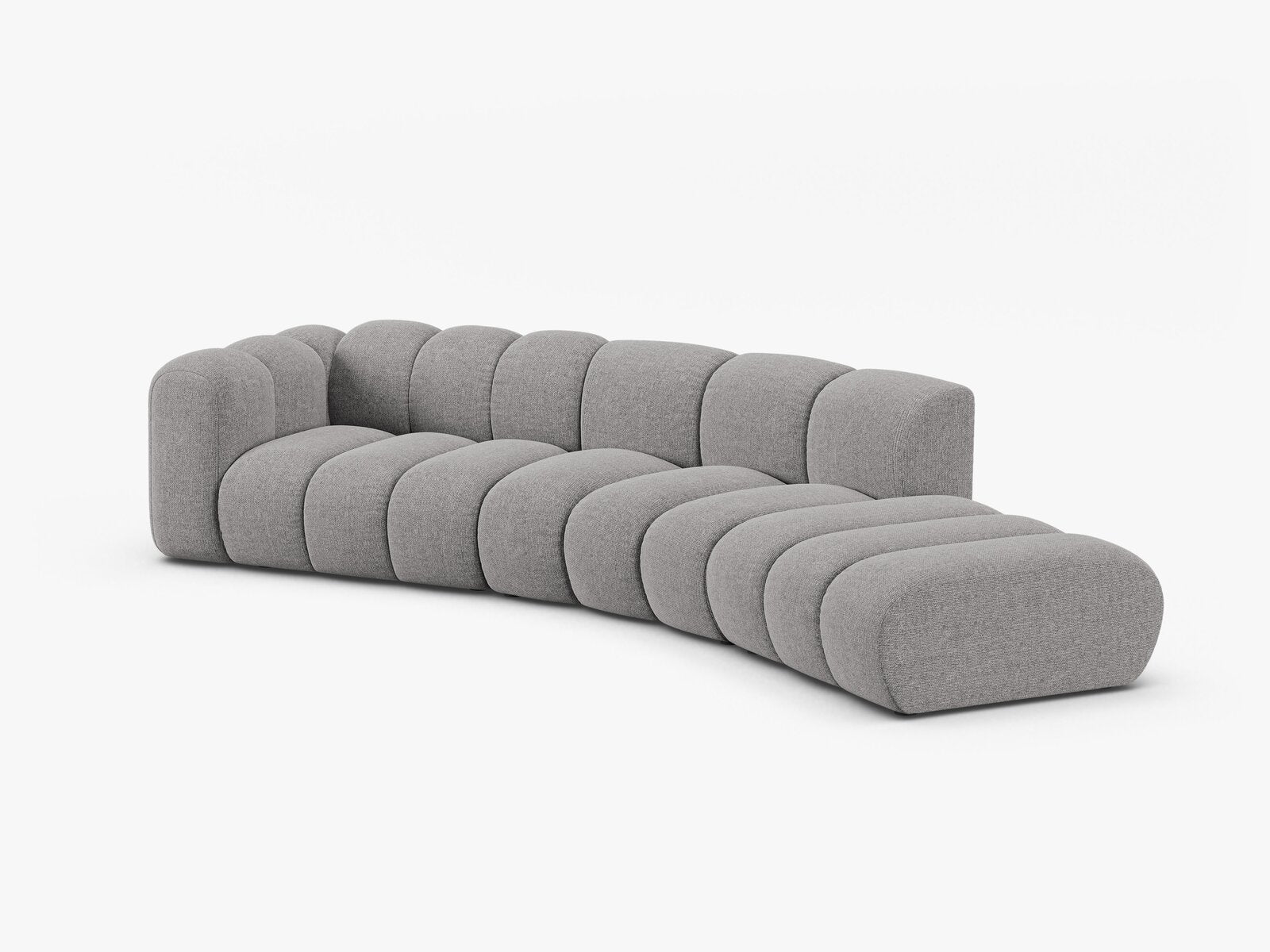 Micadoni Modulares Sofa Lupine 5-Sitzer Rechts Chenille Eden Hellgrau