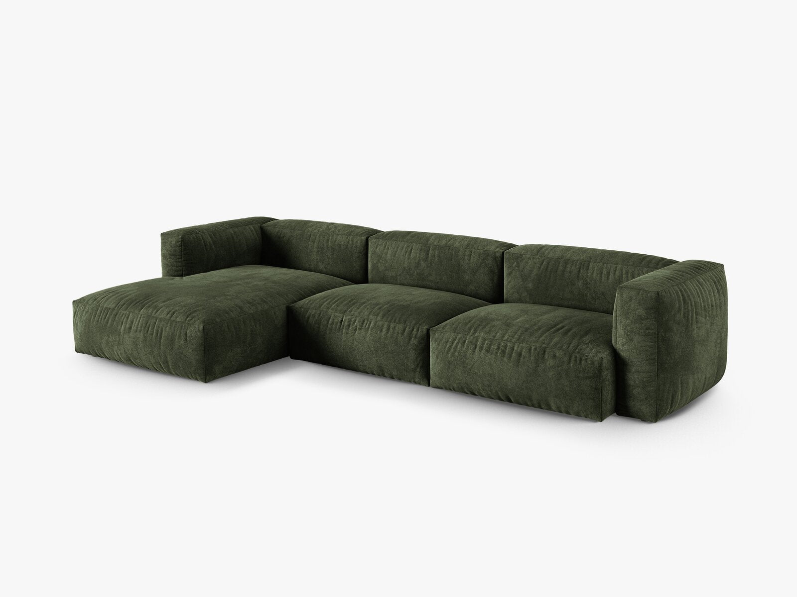 Micadoni Ecksofa Martina 3-Sitzer 90cm Sitztiefe Links Samt Vogue Grün