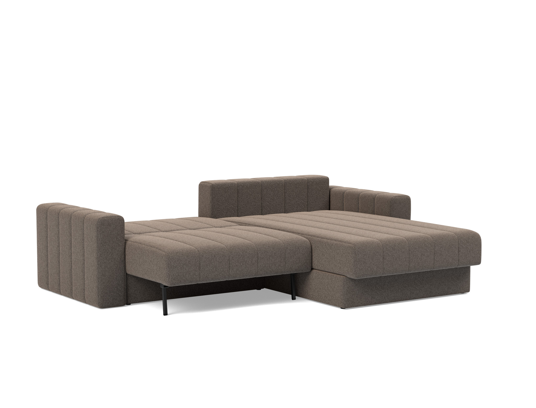 Schlafsofa Akello mit Chaiselongue und Armlehnen Boucle Skandi 530-Taupe