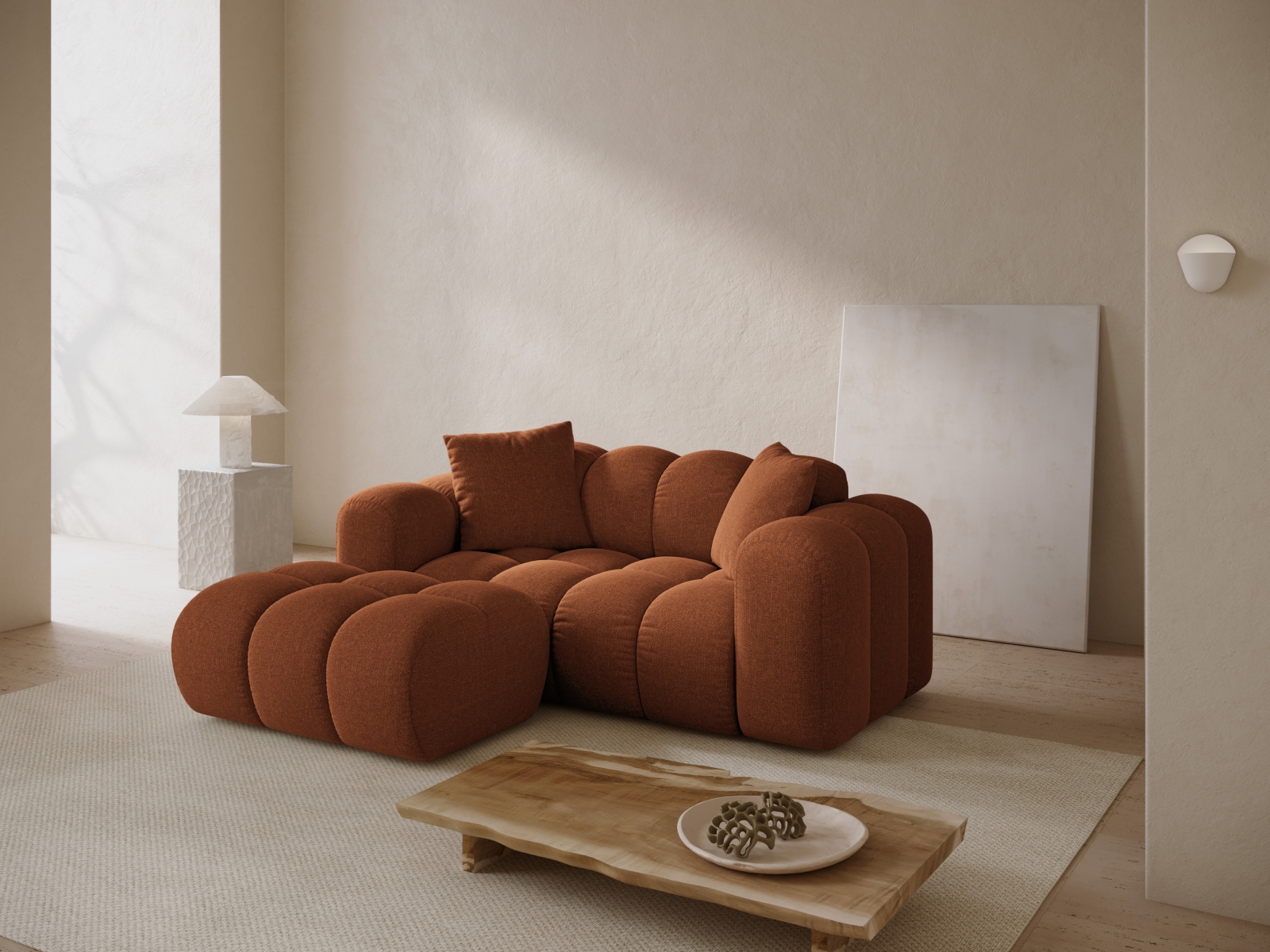 Cosmopolitan Design Ecksofa Treno 2-Sitzer Chenille Eden Ziegel Links