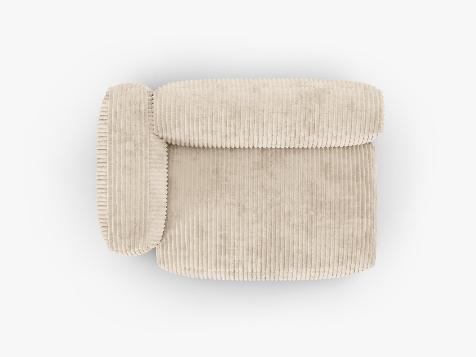 Micadoni Eckmodul mit Armlehne Martina 1-Sitzer Groß 90cm Sitztiefe Links Kord Tilia Helles Beige