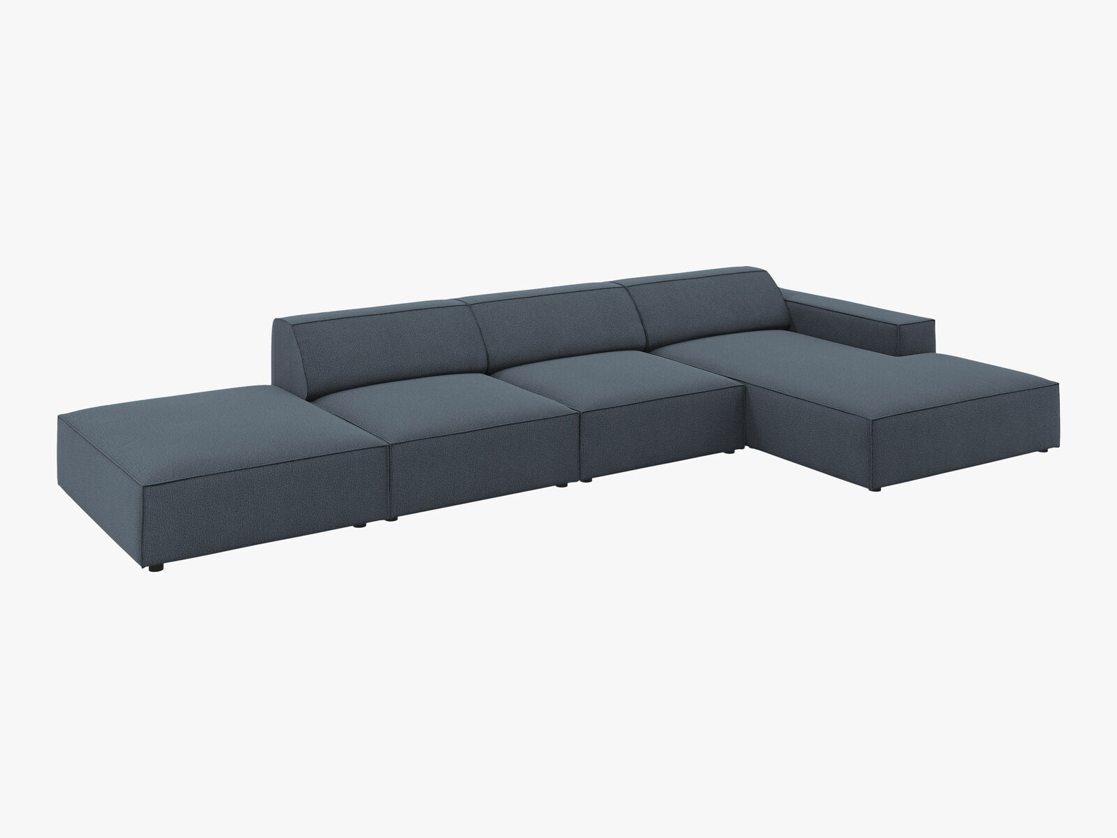 Micadoni Ecksofa Jodie 5-Sitzer Rechts Strukturierter Stoff Megan Blau