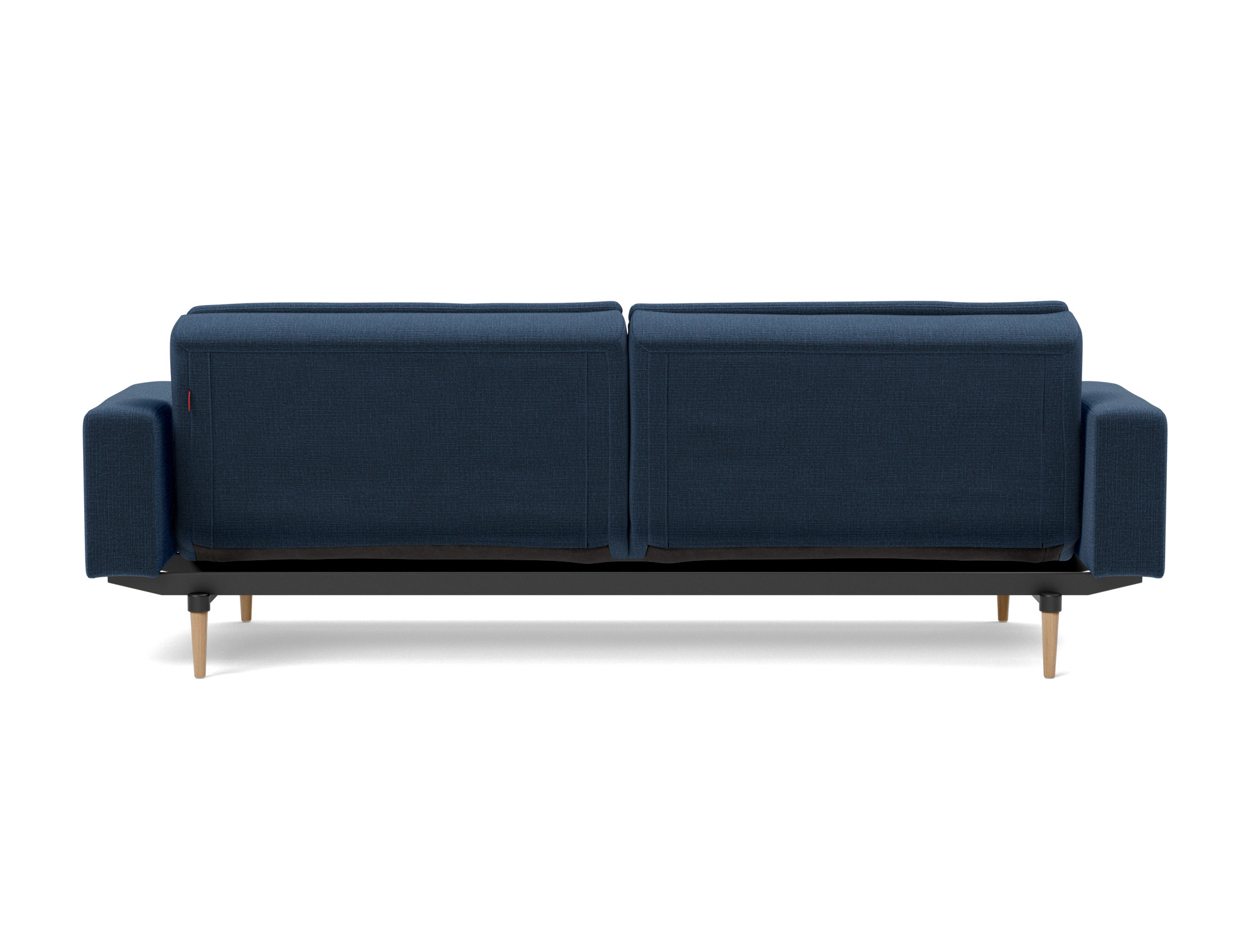 Schlafsofa Dublexo mit Armlehnen Chenille Esina 414-Indigo-Blue Beine Styletto Eiche hell