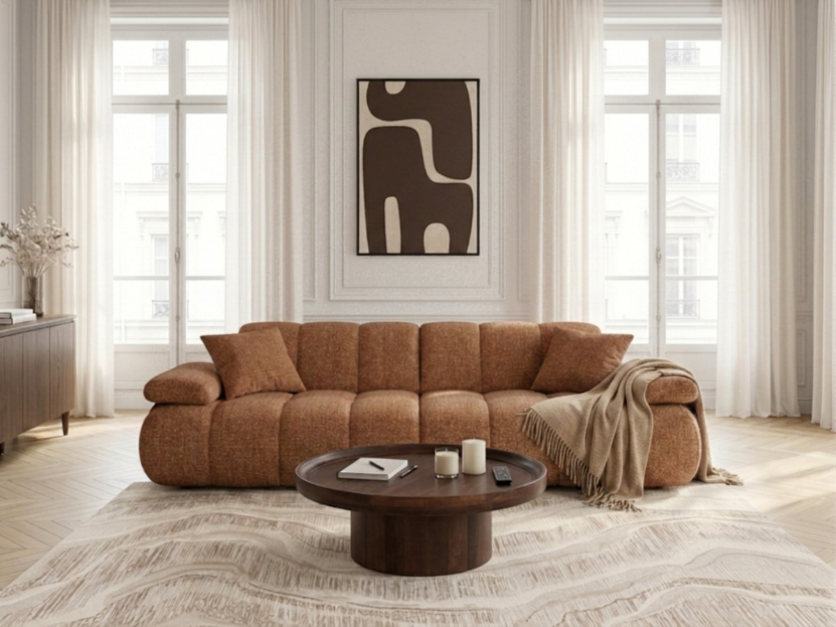 Bobochic Rivoli Sofa 4-Sitzer Melange-Stoff Orange