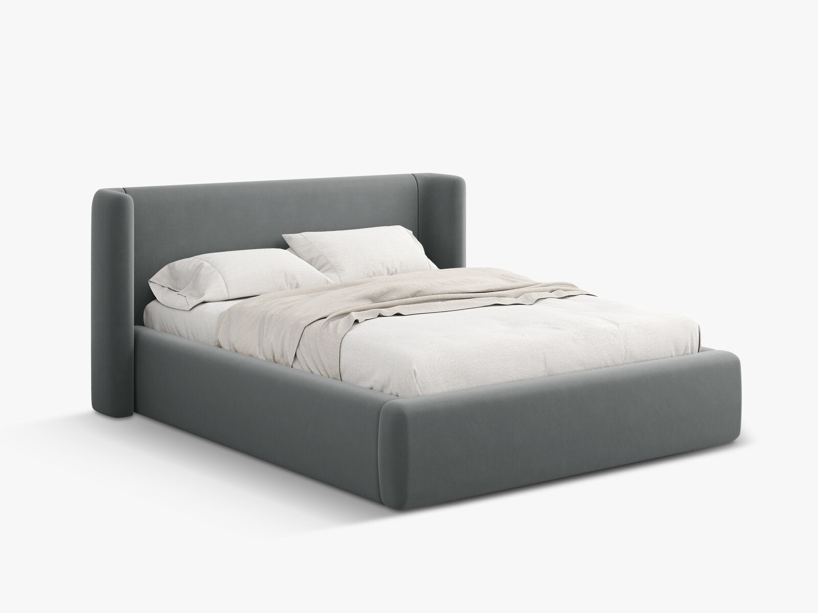 Micadoni Bett Jolene Samt Grau 140x200