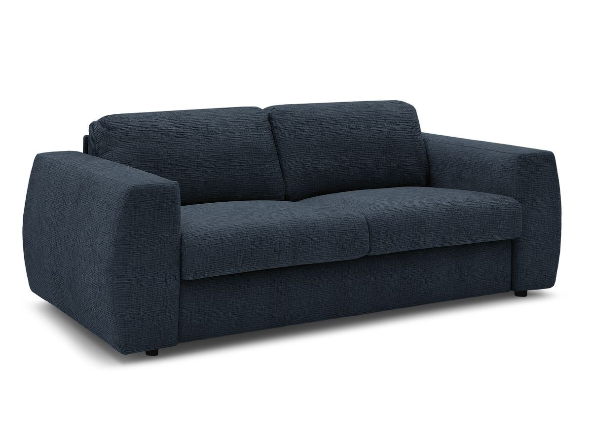 Bobochic Hugo Schlafsofa 3-Sitzer Strukturstoff Dunkelblau, Liegefläche 140 × 190 cm