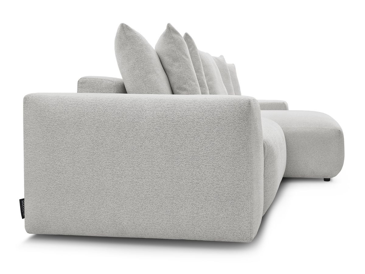 Bobochic Voltaire Ecksofa mit Schlaffunktion und Bettkasten Melange-Stoff Hellgrau