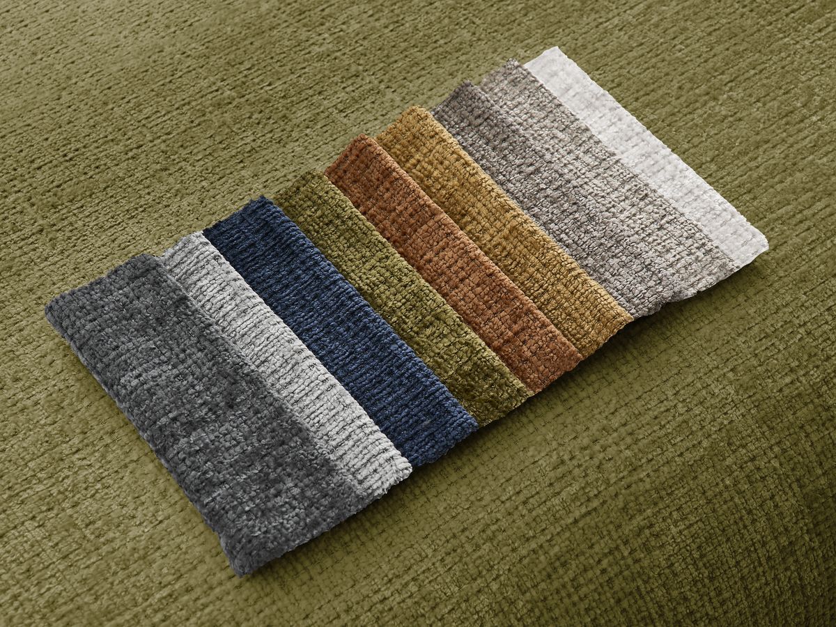 Bobochic Sirius Ecksofa mit Pouf 300 × 170 cm Strukturstoff Grün Ecke rechts