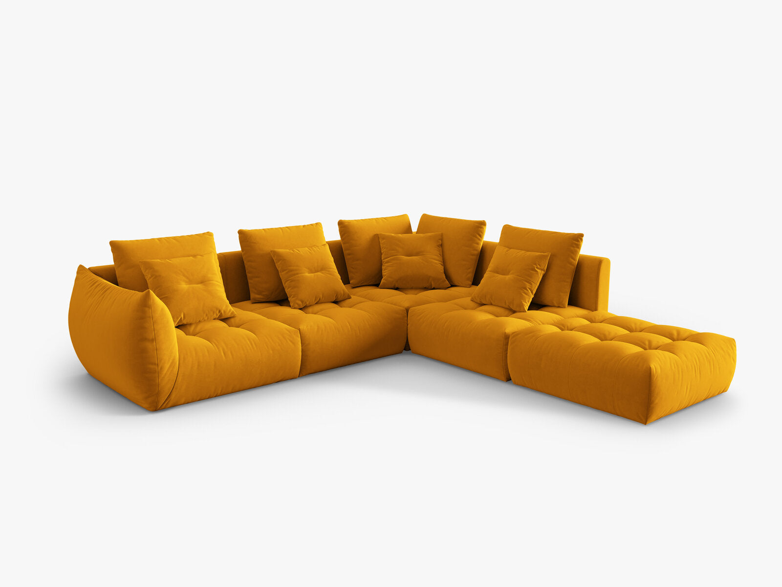 Micadoni Ecksofa Bloom 5-Sitzer Rechts Samt Gelb