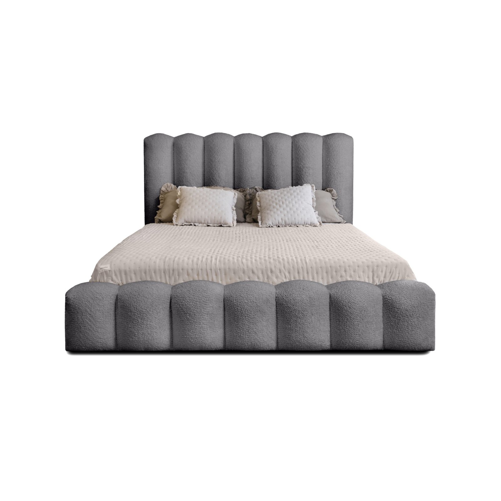 Polsterbett Laro Boucle 180x200 mit Metallrahmen Euphoria 19 Pewter