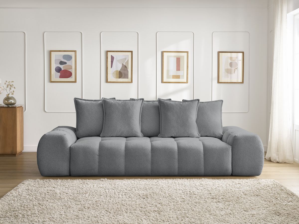 Bobochic Everest Sofa 3-Sitzer, 5 Kissen Melange-Stoff Dunkelgrau