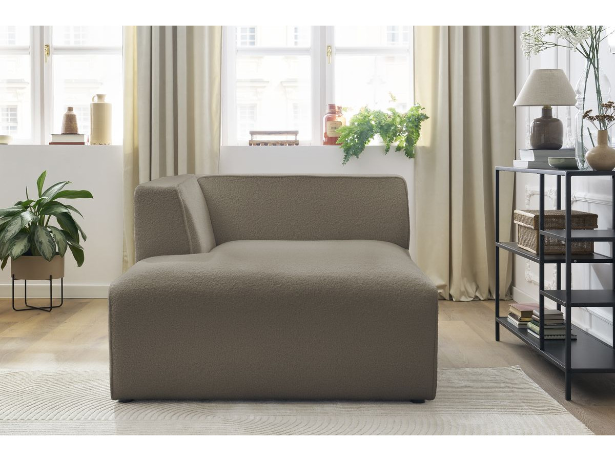 Bobochic Megeve Méridienne-Modul Bouclé-Stoff Braun Ecke links
