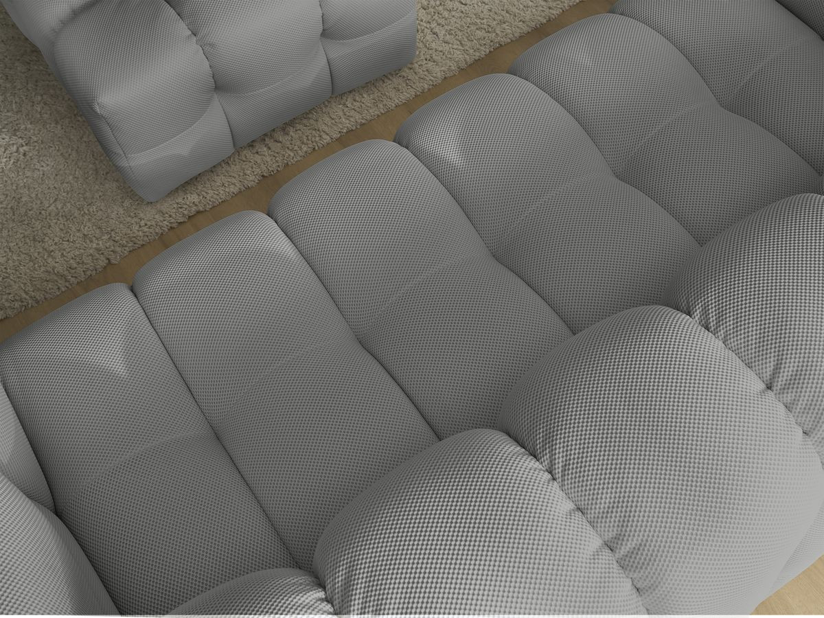 Bobochic Cloud Sofa 4-Sitzer mit Pouf Mesh-Stoff Hellgrau