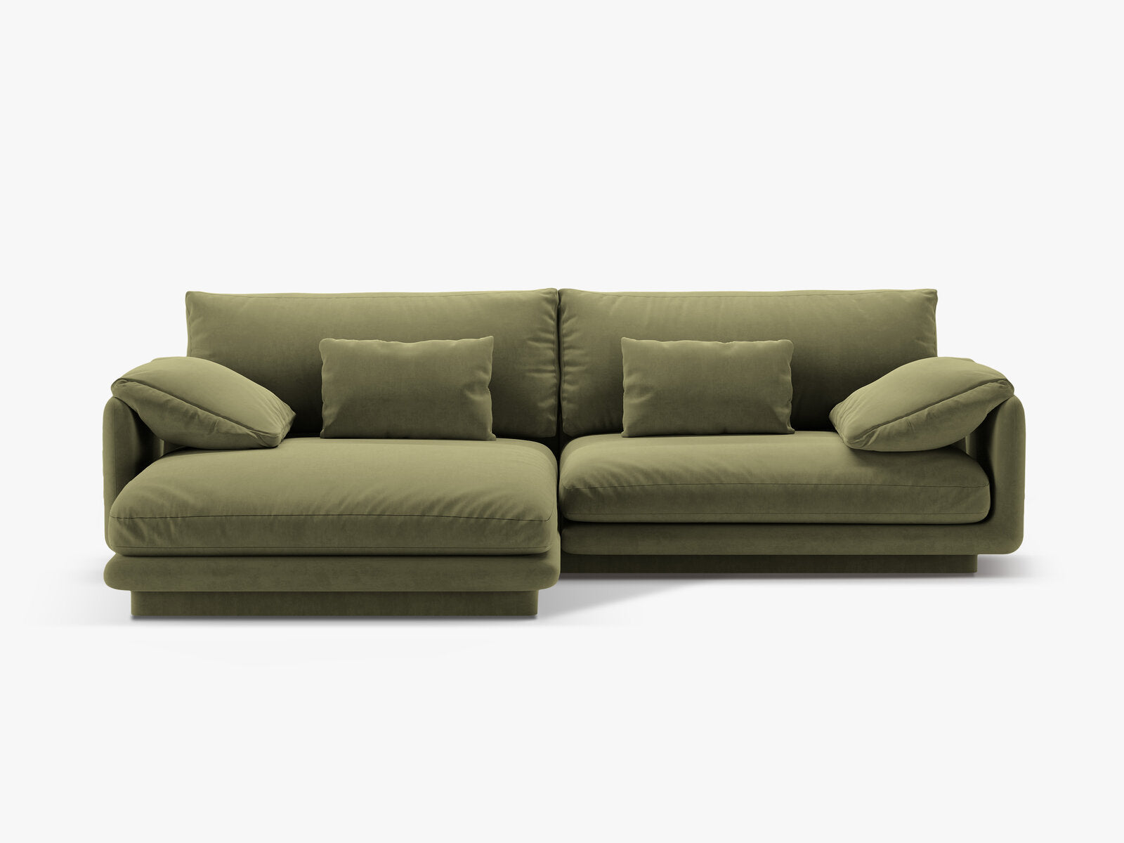 Micadoni Ecksofa Torino 4-Sitzer Links Samt Hellgrün