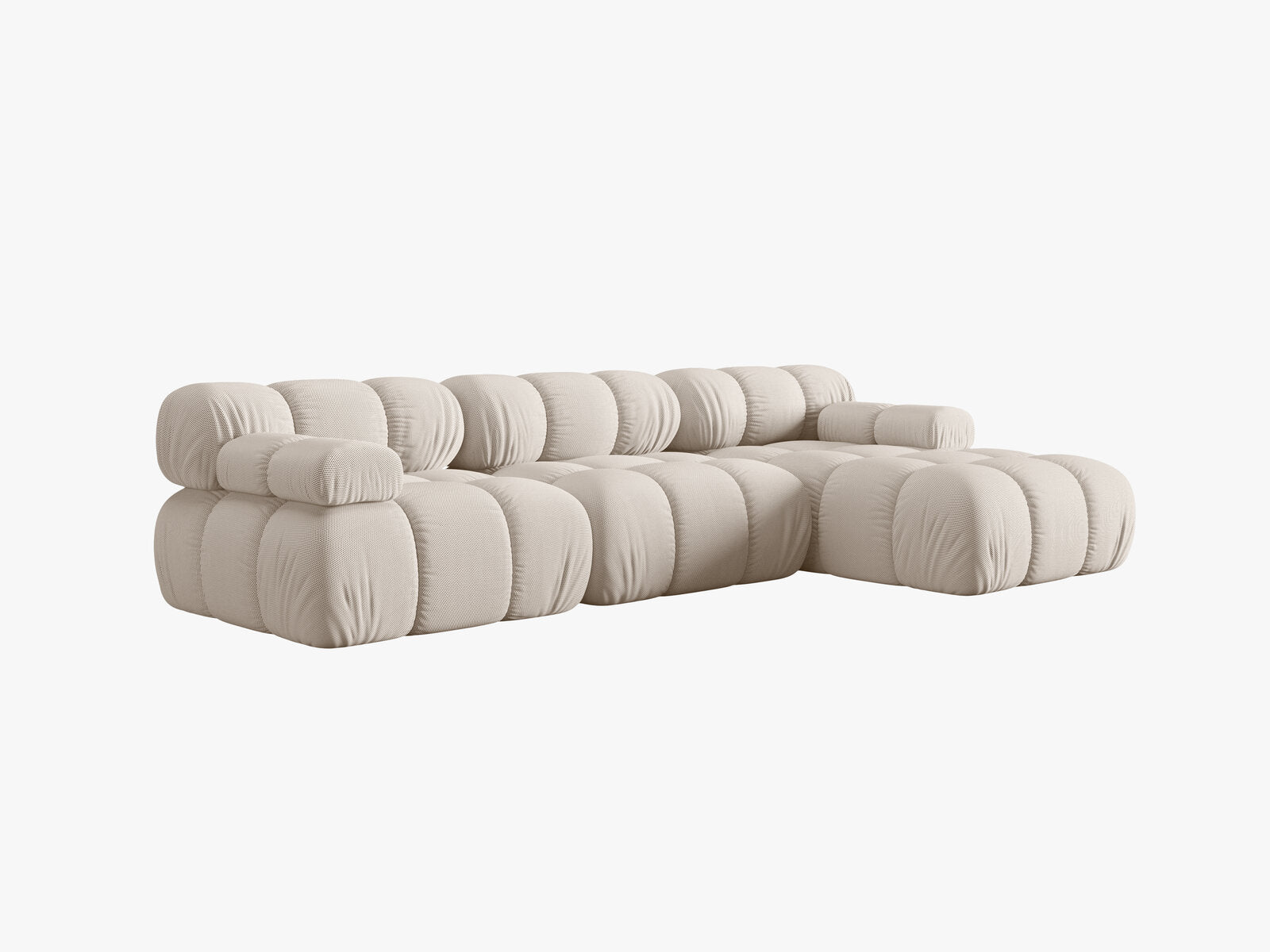 Micadoni Modulares Ecksofa Bellis 4-Sitzer Rechts 3D-Stoff Sonic Helles Beige