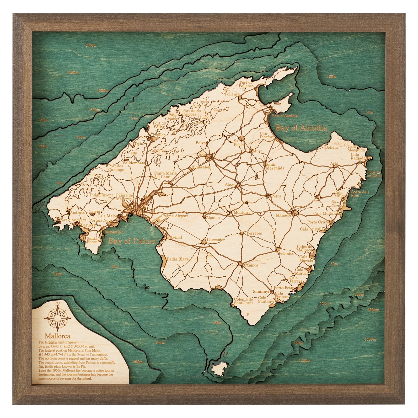 Cutting Brothers 3D Holz-Wandkarte Mallorca 35 x 35 moebelfaktor