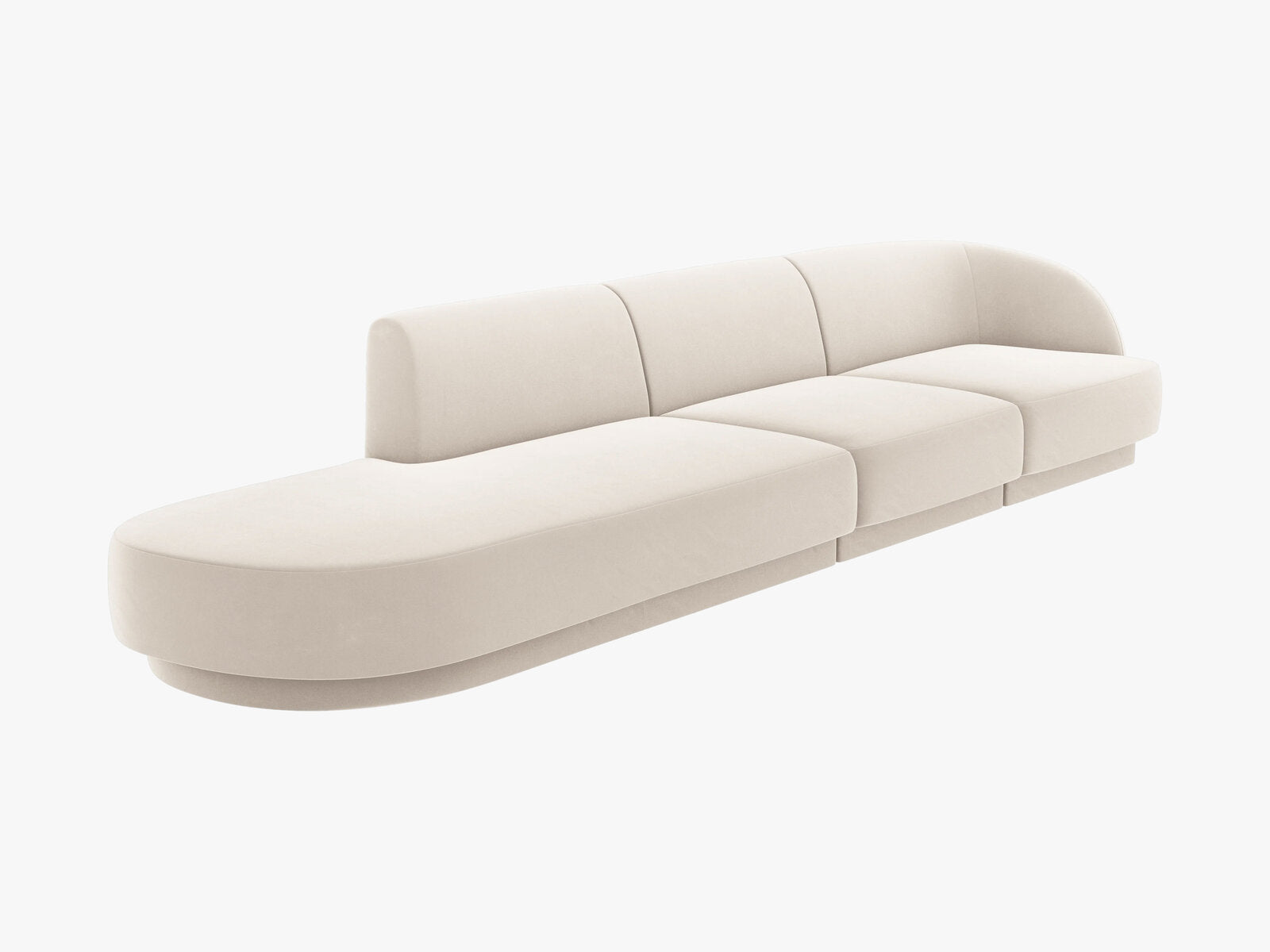 Micadoni Sofa Miley 4-Sitzer Links Samt Bluvel Helles Beige