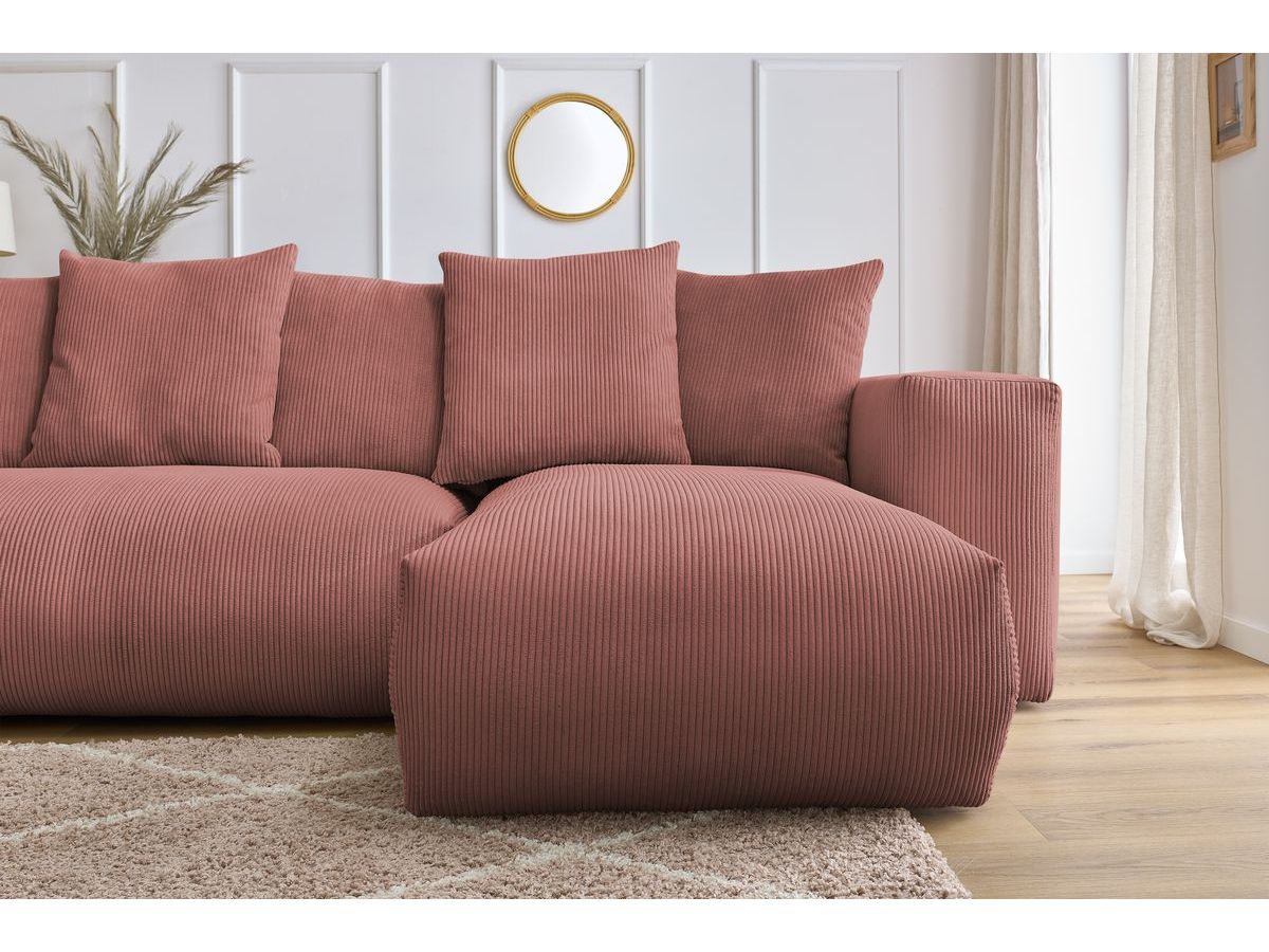 Bobochic Voltaire Wohnlandschaft 356 × 214 cm Cordsamt Rosa Ecke rechts